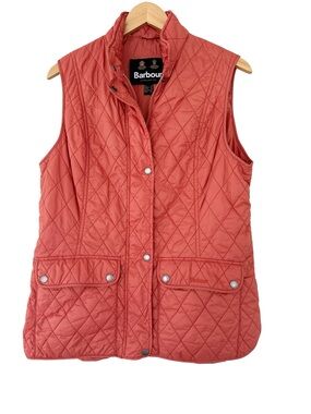 Barbour •  Quilted Snap Zip Coral Orange Vest